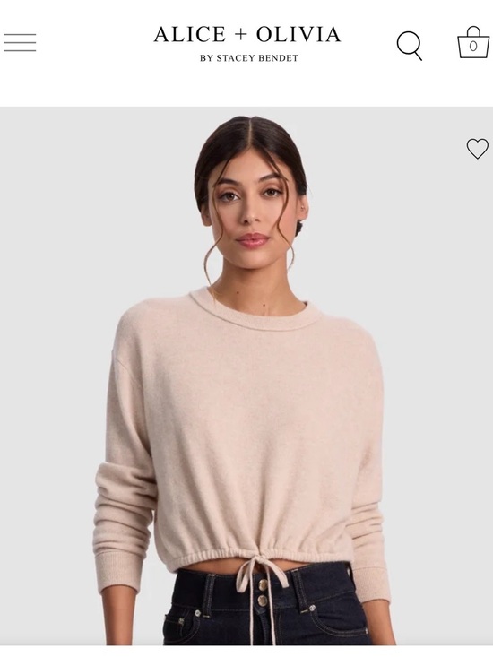 Alice + Olivia Sweaters - Alice + Olivia Blush Drawstring Hem Crewneck Sweater